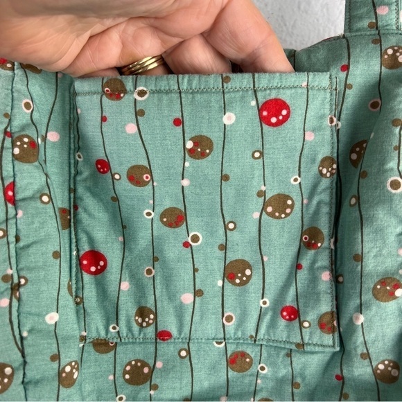 HANDMADE  SHOULDER BAG W/4 slip pockets. 2 Straps w/11” drop. Washable. Lined - Picture 2 of 7